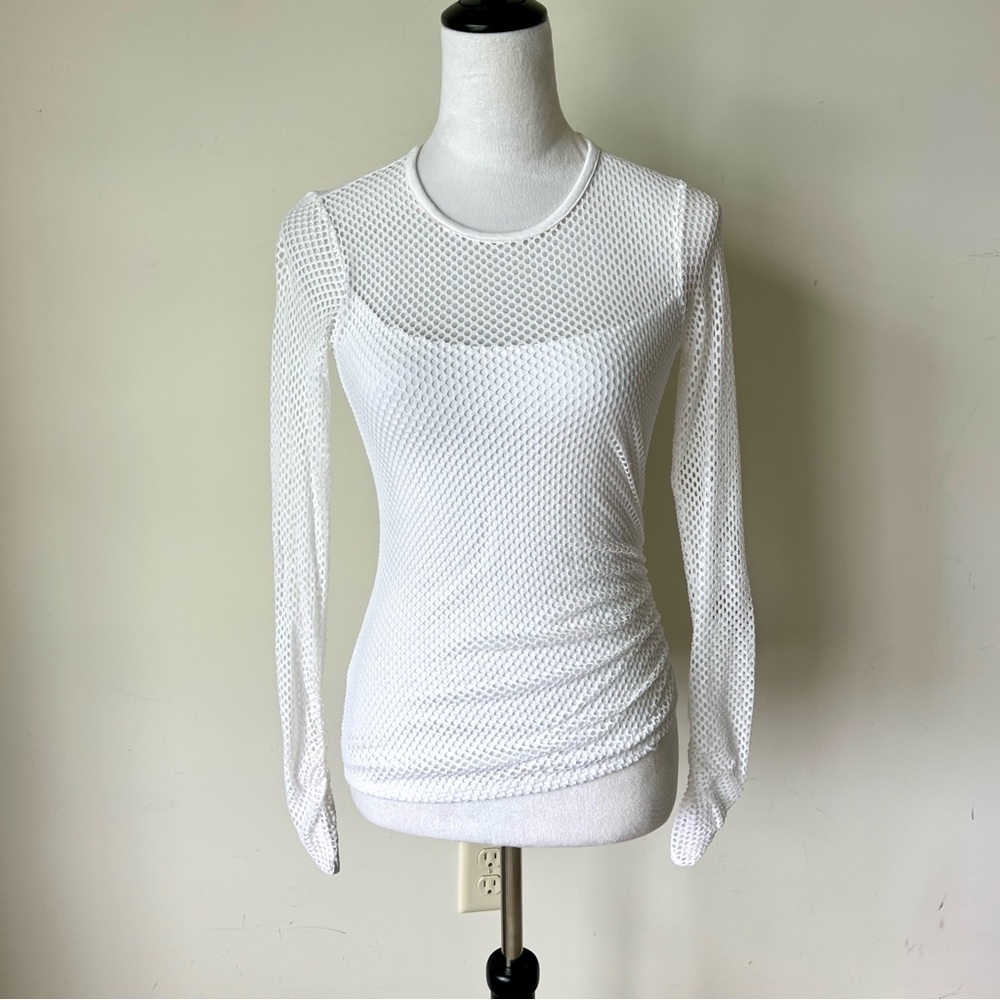 BAILEY 44 Mesh Overlay Fitted White Long Sleeve Top—SZ. XS